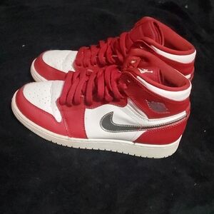 Jordan Red and White Athletic Shoes